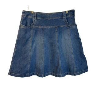 Bass Jeans Denim A-Line Skirt Size 12 Blue Jean Skirt Classic Vintage Style Y2K